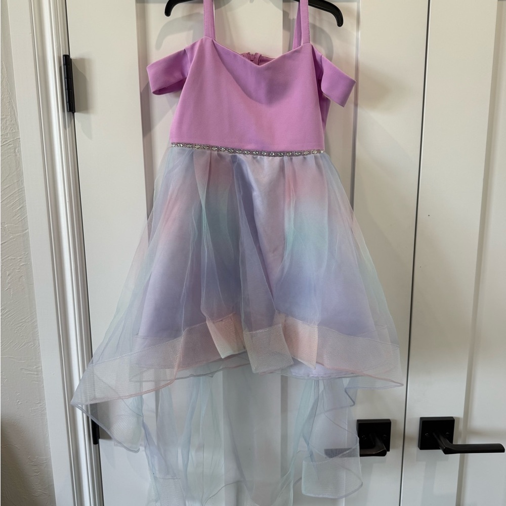 Rare Editions Pastel Rainbow High Low Dress